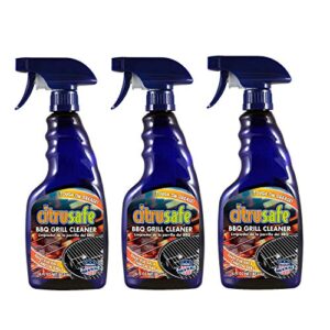 citrusafe grill and grate cleaner spray 3 pack (16 oz) - heavy duty spray safely cleans burnt food and grease from bbq - great for degreasing and cleaning grates, racks, pellet, electric smokers