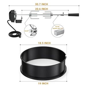 onlyfire Upgrade Chrome Plated Steel Rotisserie Ring Kit for Weber 18 Inch Kettle Charcoal Grills