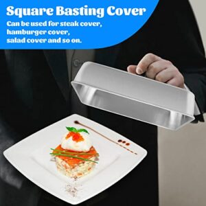 Small 6in Cheese Melting Dome, HaSteeL Stainless Steel Square Basting Steaming Cover Lid, Griddle Accessories for Kitchen Cast Iron Flat Top, Great for Cooking Grilling Burger Patty Steak Bacon - 2Pcs