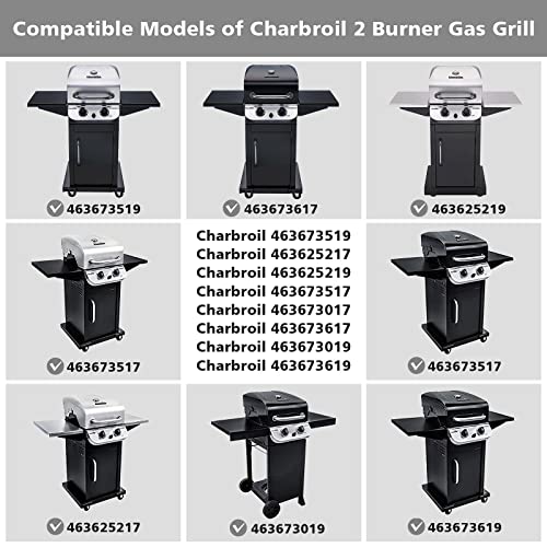 Barbqtime Grill Replacement Parts for Charbroil Performance 2 Burner Grill 463673519 463625217 463625219 463673517 463673017 463673617 463673019 463673619, Stainless Steel Part for Char-Broil Grill