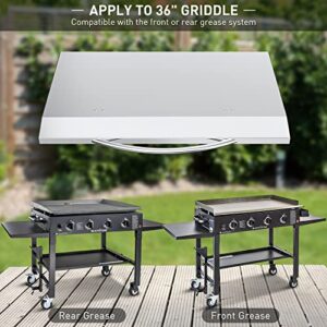 Stanbroil 36 Inch Stainless Steel Flat Top Grill Cover with Handle for Blackstone 36”Front or Rear Grease Griddle and Other Similar Grills