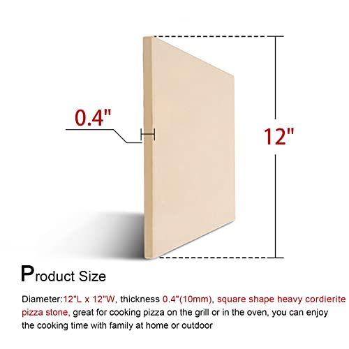 GGC Pizza Stone for Oven and Grill, 12 inch Square Bread Baking Stone, Thermal Shock Resistant for Cooking Stone, Making Pizza Bread Cookie and More