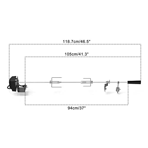 onlyfire Universal Rotisserie Kit BBQ Grilling Accessory Kit for Most 2 to 4 Burners Gas Grills - 32"-42" x 5/16" Standard Square Spit Rod