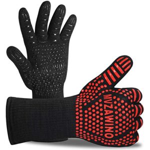 premium bbq gloves, 1472°f extreme heat resistant oven gloves, grilling gloves with cut resistant, durable fireproof kitchen oven mitts designed for cooking, grill, frying, baking, barbecue-1 pair