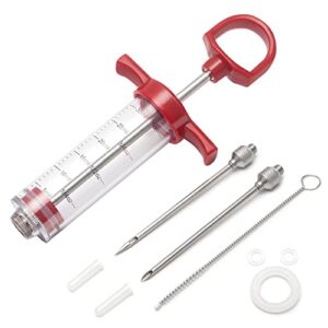 ofargo meat injector syringe, meat injectors for smoking and bbq with 2 marinade injector needles; injector marinades for meats, turkey, beef; 1-oz; user manual included