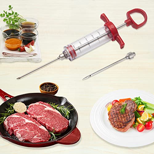 Ofargo Meat Injector Syringe, Meat Injectors for Smoking and BBQ with 2 Marinade Injector Needles; Injector Marinades for Meats, Turkey, Beef; 1-oz; User Manual Included