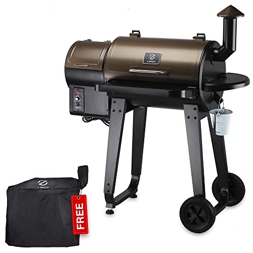 Z GRILLS ZPG-450A 2022 Upgrade Wood Pellet Grill & Smoker 6 in 1 BBQ Grill Auto Temperature Control, 450 Sq in Bronze