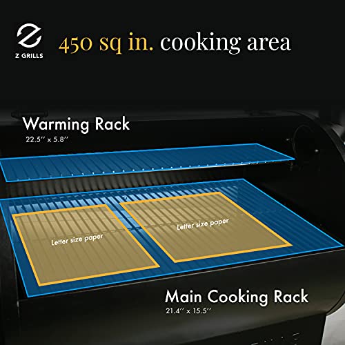 Z GRILLS ZPG-450A 2022 Upgrade Wood Pellet Grill & Smoker 6 in 1 BBQ Grill Auto Temperature Control, 450 Sq in Bronze