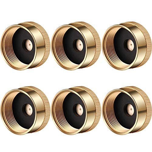 6 Pieces Solid Brass Refill Cap 1 LB Propane Bottle Cap Gas Tank Cylinder Sealed Cap Protect Cap