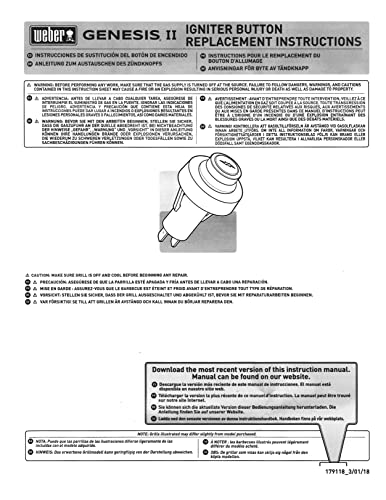Weber 66220 Igniter Switch for Genesis II and Spirit II Models (2017 and Newer).