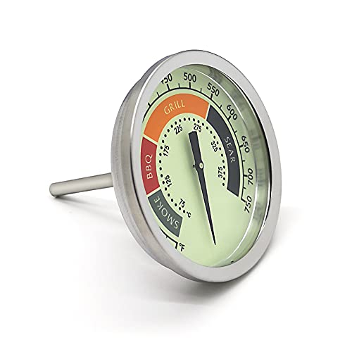 3 1/8” Large Upgraded BBQ Thermometer Gauge for Oklahoma Joe’s Smoker Grill & Most Charcoal Pellet Wood Pit Smoker Grills, 1/2 NPT Male Thread Temperature Gauge Replacement, Luminous Thermostat