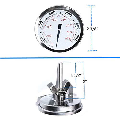 67088 67731 Thermometer with Tab Replacement for Weber Genesis 300, II and Summit Series, 2-3/8" Diameter Center Mount Thermostat Replace Genesis E/S-310, E/S-330, Lid Temperature Gauge Replacement