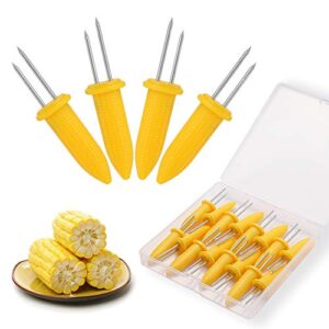 corn holders set, 20pcs stainless steel corn cob holders, corn on the cob skewers for bbq, durable anti-scald corn on the cob holders with storage box for home cooking forks