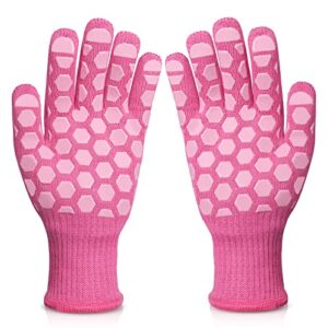 bbq gloves women oven mitts: 932°f heat resistan gloves - grill gloves for kitchen cooking pot holders