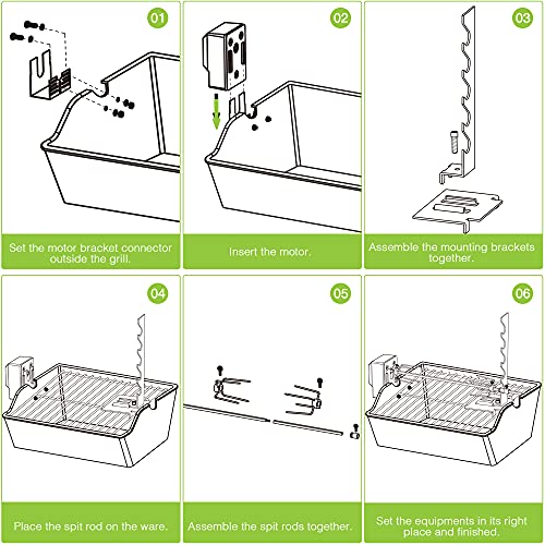 Dreyoo Rotisserie Grill Kit, UL Certificated Universal Grill Rotisseries with 120V 4W Motor, 28” Spit Rod, 2 x 4 Forks, Complete Holders and Fixing Screw for Universal Grills