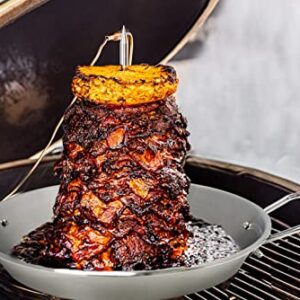 Al Pastor Skewer for Grill-Vertical Stand Skewer for Tacos Al Pastor, Shawarma, Kebabs, Stainless Steel with 3 Size Skewers(8”,10" and 12”) for Smoker, Kamado Grill,Oven
