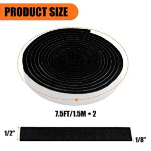 Smoker Gasket Seals, 1/2" x 1/8" 15 ft High Temp Grill Gasket Replacement Self Stick Felt, High Heat BBQ Gasket Tape for Smokers BBQ Lid Black by Nonley