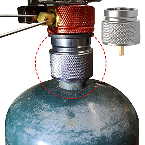 LinaLife 1 lb. Propane Small Gas Tank Input EN417 Valve Output Outdoor Camping Stove Convert Cylinder LPG Canister Adapter