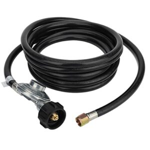 12ft low pressure propane regulator hose with 3/8" female flare nut，universal qcc1 type1 with 12 ft hose for most lp gas grill, heater and fire pit table, propane hose with regulator for grill