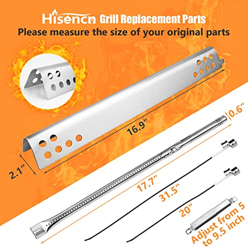 Hisencn Grill Replacement Parts for Charbroil Performance 5 Burner 463347519 463347518 463347017 463673017 463376018P2, G470-5200-W1 Grill Burner G470-0004-W1A Heat Plates and Cooking Grates