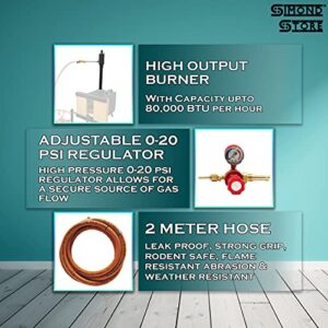 Propane Single Burner (MS) For Propane Forge and Melting Furnace Blacksmith Tool Pack Includes Valve, Hose & Regulator