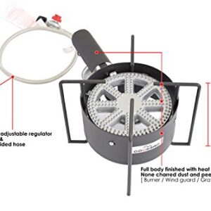 COOKAMP High Pressure Banjo 1-Burner Outdoor Propane Gas Cooker with 0-20 PSI Adjustable Regulator and Steel Braided Hose [ 2018 New Model ] SA1350