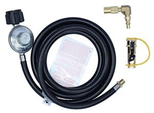 meter star 8 feet qcc1 propane regulator low pressure with hose plus 1/4" quick connect propane elbow adapter converter for 17" and 22" blackstone tabletop camper grill