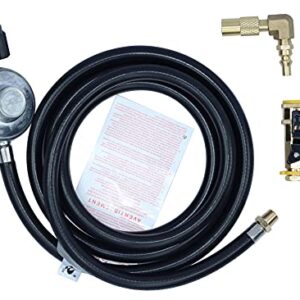 METER STAR 8 FEET QCC1 Propane Regulator Low Pressure with Hose Plus 1/4" Quick Connect Propane Elbow Adapter Converter for 17" and 22" Blackstone Tabletop Camper Grill