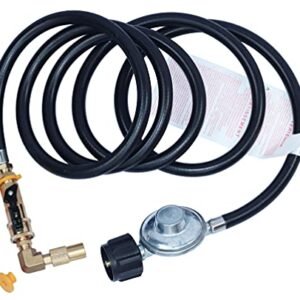 METER STAR 8 FEET QCC1 Propane Regulator Low Pressure with Hose Plus 1/4" Quick Connect Propane Elbow Adapter Converter for 17" and 22" Blackstone Tabletop Camper Grill