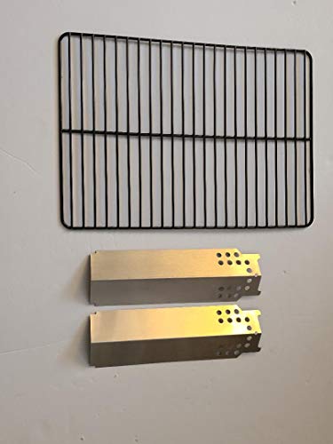 Outdoor Bazaar Set of Porcelain Cooking Grid and Two Stainless Steel Replacement Heat Plates for Charbroil Classic 280 2-Burner, G215-0203-W