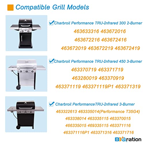 BBQration Grill Parts Replacement for Charbroil Performance TRU‑Infrared 2-Burner Gas Grill 463633316 463672016 463672019 463672219 463672419 463672216 463672416