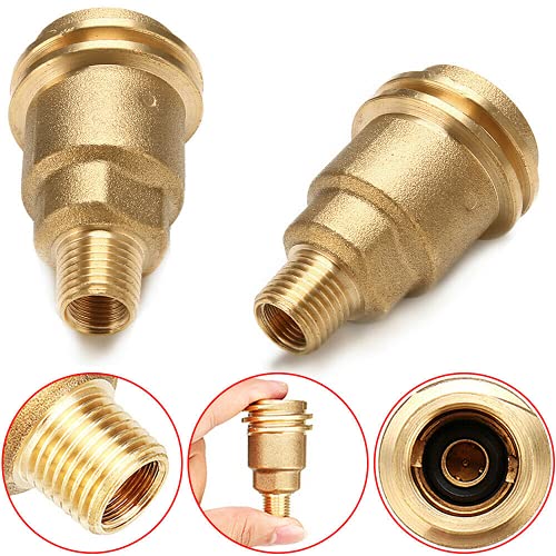 Seihao 2 Pcs 5042 QCC1/Type 1 Nut Propane Gas Fitting Adapter with 1/4 Inch Male Pipe Thread, Brass Propane Quick Connect Fittings for RV Camper, Cylinder, BBQ Gas Grill, BuddyHeater