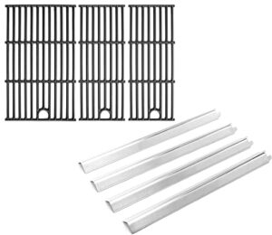 uniflasy stainless steel heat heat plates and cast iron cooking grid grates fits charbroil performance series 4-burner 463365021 463351021 463352521 gas grill