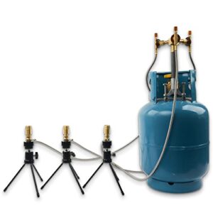 3 Universal Propane Bunsen Burners with 20lb Propane Adapter