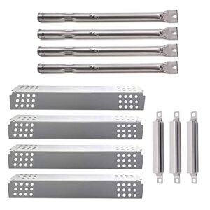 Hiorucet Grill Replacement Parts for Charbroil 4 Burner 463241113, 463449914 Gas Grill Models. Stainless Steel Heat Plate Tent Shields, Pipe Burner Tubes and Crossover Tubes Replacement Kit.