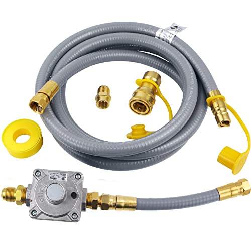 98523 10Ft 1/2" ID Natural Gas Conversion Kit Propane to Natural Gas,Natural Gas Quick Connect Hose and Regulator Only for monument Grills Model 41847NG 4-Burner Cabinet Style Natural Gas Grill