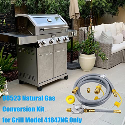 98523 10Ft 1/2" ID Natural Gas Conversion Kit Propane to Natural Gas,Natural Gas Quick Connect Hose and Regulator Only for monument Grills Model 41847NG 4-Burner Cabinet Style Natural Gas Grill