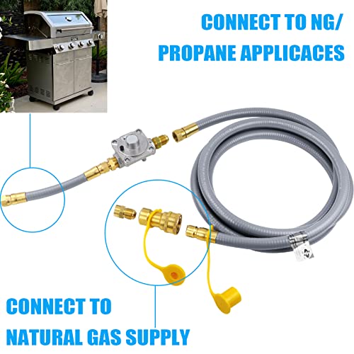 98523 10Ft 1/2" ID Natural Gas Conversion Kit Propane to Natural Gas,Natural Gas Quick Connect Hose and Regulator Only for monument Grills Model 41847NG 4-Burner Cabinet Style Natural Gas Grill