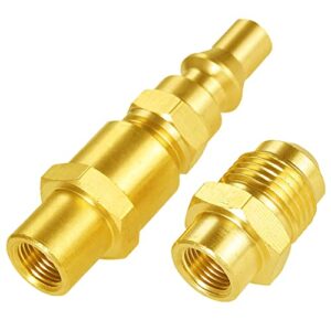 joywayus brass 1/8" npt female x 1/4" propane quick connect disconnect conversion plug kit & 1/8" npt female x 3/8" flare male adapter fitting