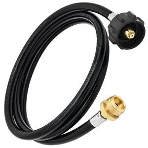 4 feet propane adapter hose 1lb to 20lb converter for qcc1 / type1 tank connects 1 lb bulk portable appliance to 20 lb propane tank, propane converter hose compatible with weber q1200 q1000 grill