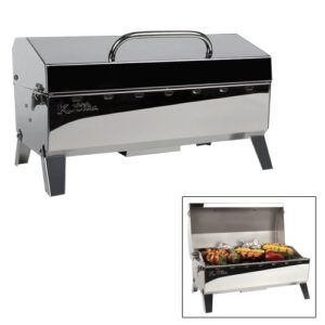 camco 58131 stow n' go 160 gas grill with thermometer and igniter, white