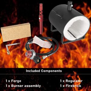 Single Burner Gas Propane Forge, Portable Oval Propane Burner Forge Large Capacity For Blacksmithing, Knife Making, Forging Tools and Equipment