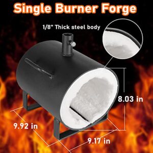 Single Burner Gas Propane Forge, Portable Oval Propane Burner Forge Large Capacity For Blacksmithing, Knife Making, Forging Tools and Equipment