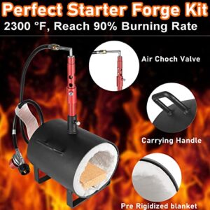 Single Burner Gas Propane Forge, Portable Oval Propane Burner Forge Large Capacity For Blacksmithing, Knife Making, Forging Tools and Equipment