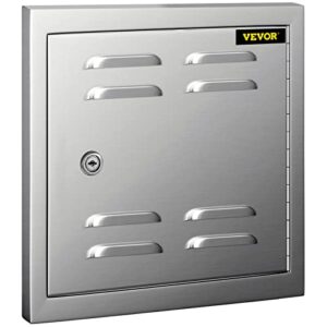 VEVOR Vented Access Door 12x12in Single Access Door with Vents, 304 Stainless Steel Outdoor Cooking Doors, Flush Mount Vented Utility Door with Lock, Beveled Frame Access for BBQ Island Grill Kitchen