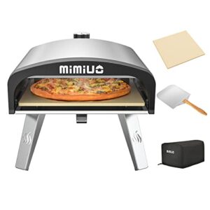 mimiuo outdoor gas pizza ovens portable stainless steel gas pizza grilling stove with 13" pizza stone & 12 x 14 inch foldable pizza peel - (classic g-oven series)