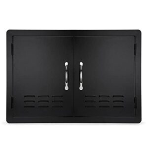 stanbroil outdoor kitchen doors bbq access door 30" w x 21" h - wall construction double door flush mount for bbq island, grilling station, outside cabinet - black