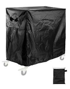 qwork rolling cooler cart cover, waterproof 80 quart oxford patio ice chest protective covers, 36l x 20w x 34h inch, fits most patio ice chest party cooler, outdoor beverage cart cover, black