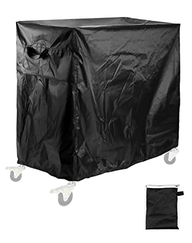 QWORK Rolling Cooler Cart Cover, Waterproof 80 Quart Oxford Patio Ice Chest Protective Covers, 36L x 20W x 34H inch, Fits Most Patio Ice Chest Party Cooler, Outdoor Beverage Cart Cover, Black