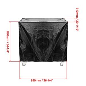 QWORK Rolling Cooler Cart Cover, Waterproof 80 Quart Oxford Patio Ice Chest Protective Covers, 36L x 20W x 34H inch, Fits Most Patio Ice Chest Party Cooler, Outdoor Beverage Cart Cover, Black